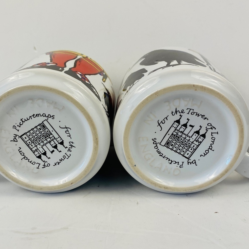 Tower of London mugs set of 2 yeoman wardens beefeaters ravens 8 ounces England - Picture 6 of 7